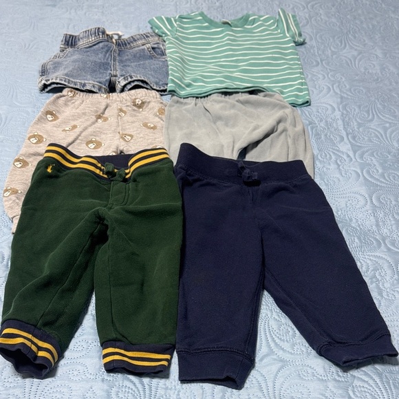 N/A Other - Ralph Lauren Green and Navy Kids Fleece Joggers - Striped Waistband